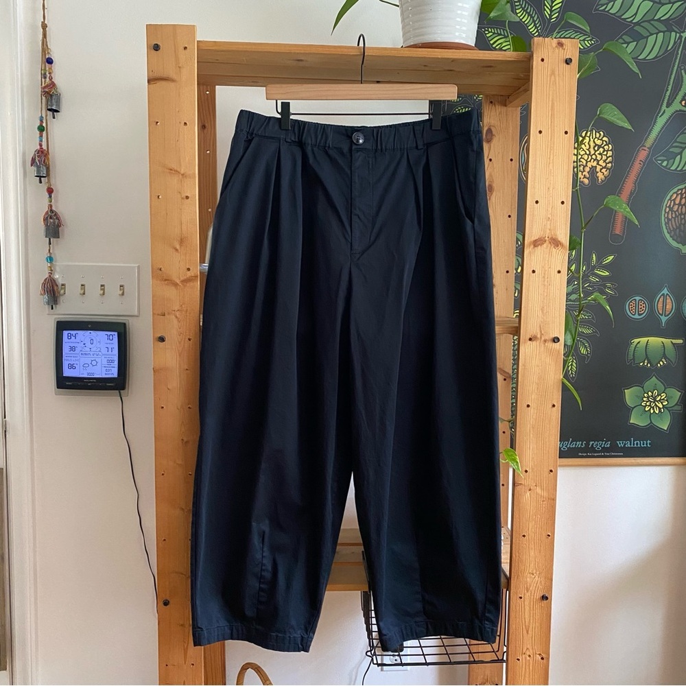Anthropologie Maeve Black Curve Poplin Barrel Leg Pants L - Picture 4 of 16